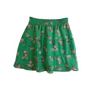 LOFT Green Floral Flowy‎ Knee Length Skirt Size Small